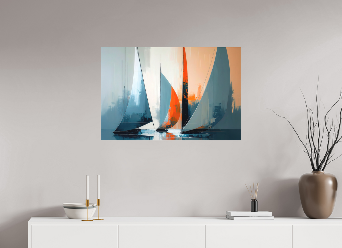 90 x 60 cm, Fine Art Pigmentdruck hinter Acrylglas Segelboote abstrakt-14-32—Wandkunst, Fine Art Print, Leinwand, Acryldruck, Alu-Dibond