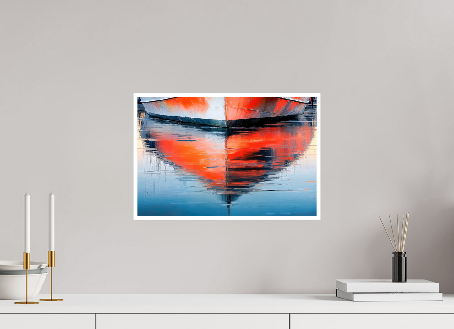 45 x 30 cm, Fine Art Print Hahnemühle Baryta Wasserspiegelung Bootsrumpf-01