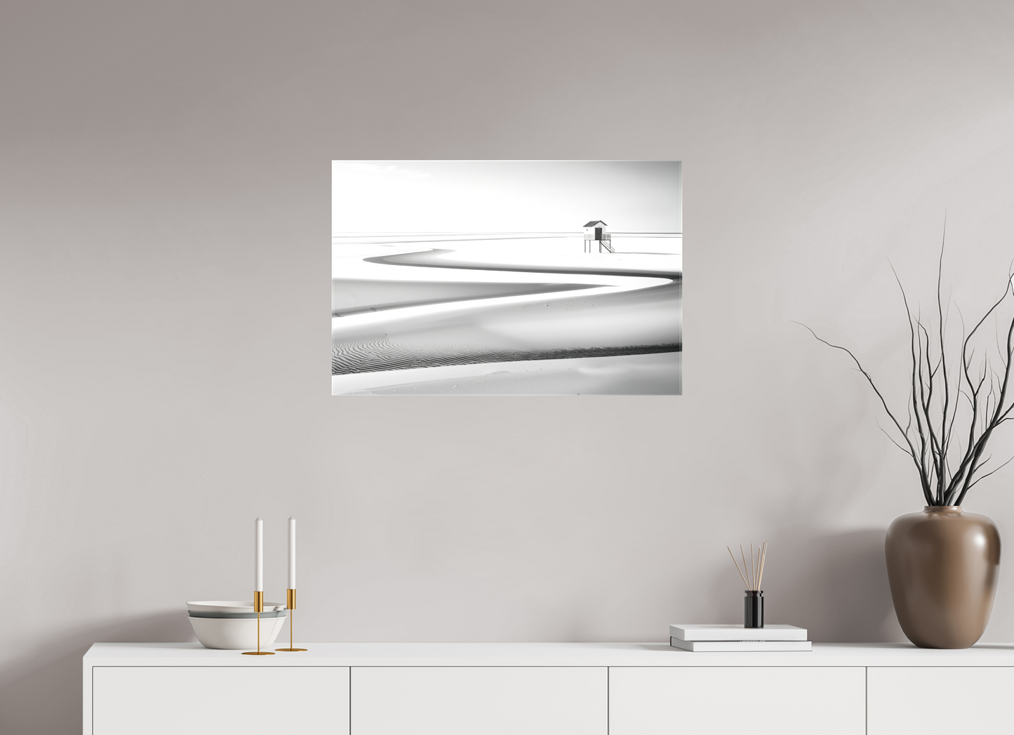 75 x 50 cm, Leinwand glänzend Pfahlhaus im Wattenmeer-01