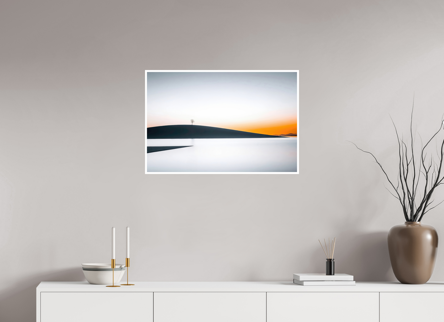 75 x 50 cm, Fine Art Print Hahnemühle Baryta Einsamer Baum im Abendlicht