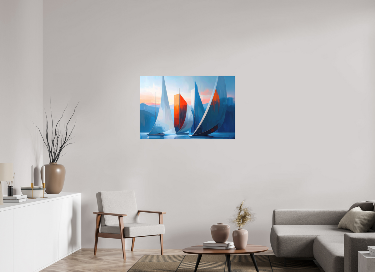 105 x 70 cm, Fine Art Pigmentdruck hinter Acrylglas Segelboote abstrakt-15-32—Wandkunst, Fine Art Print, Leinwand, Acryldruck, Alu-Dibond