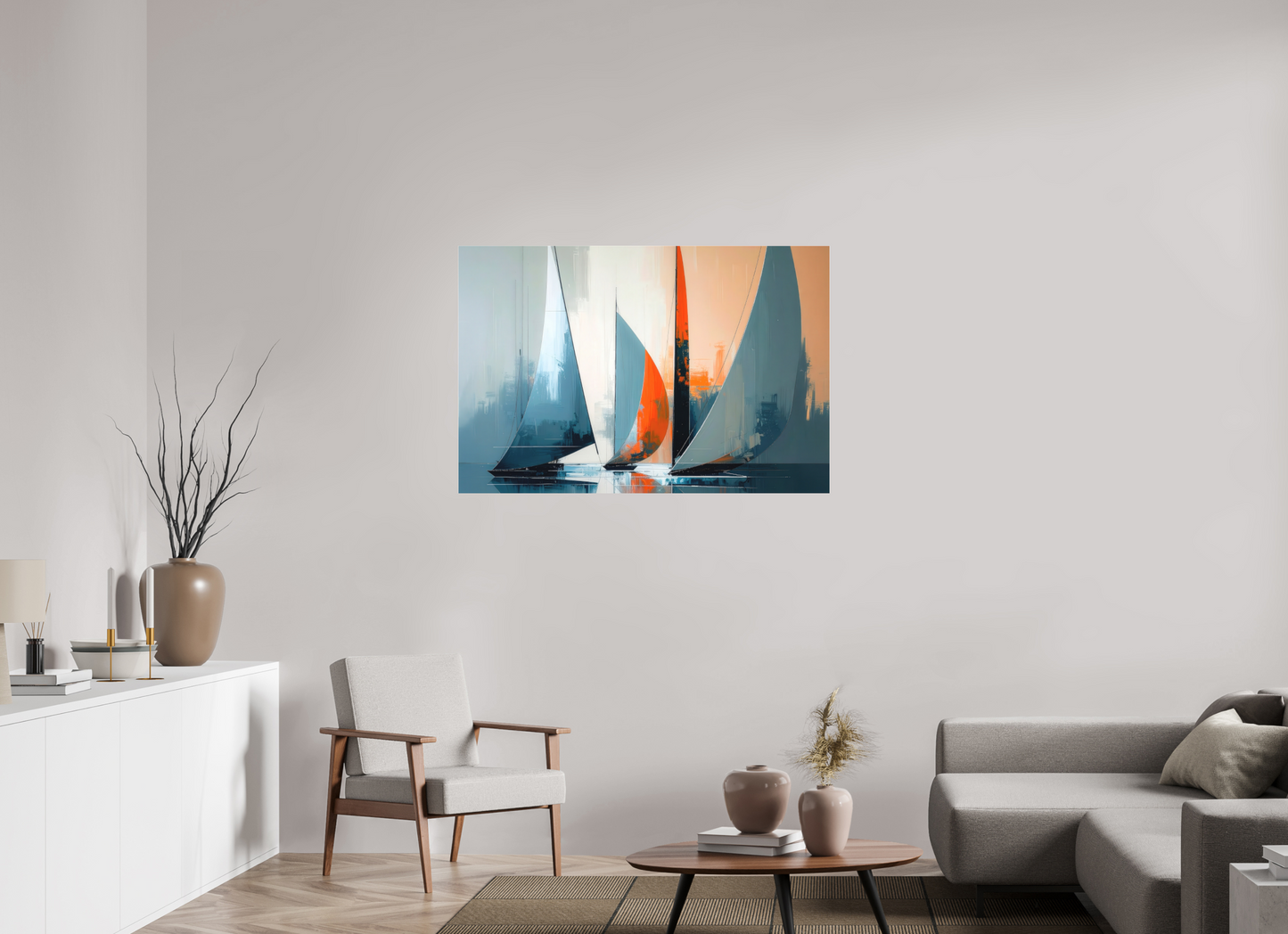 120 x 80 cm, Fine Art Pigmentdruck hinter Acrylglas Segelboote abstrakt-14-32