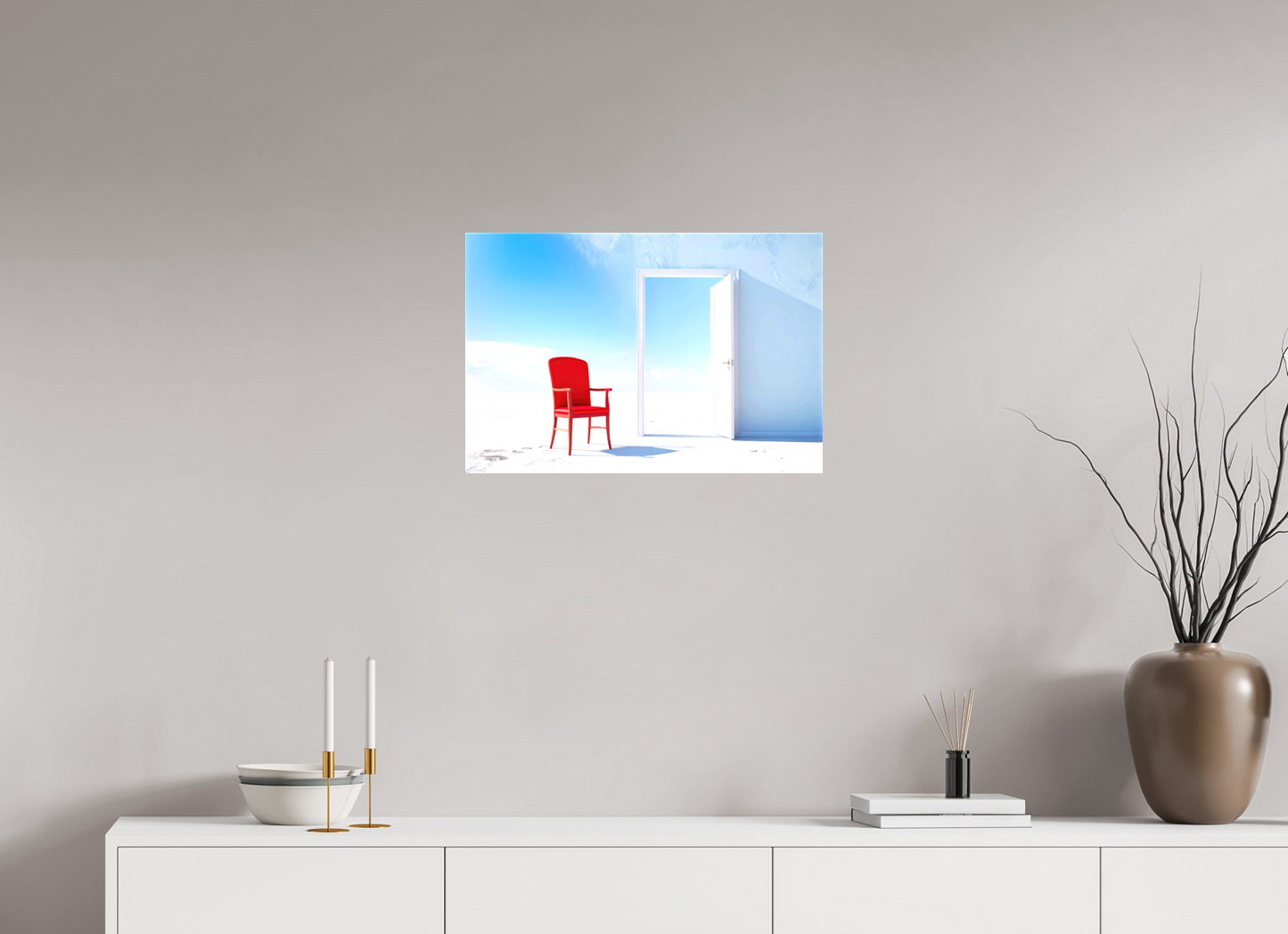 60 x 40 cm, Leinwand glänzend Blick durch die Tür surreal-02