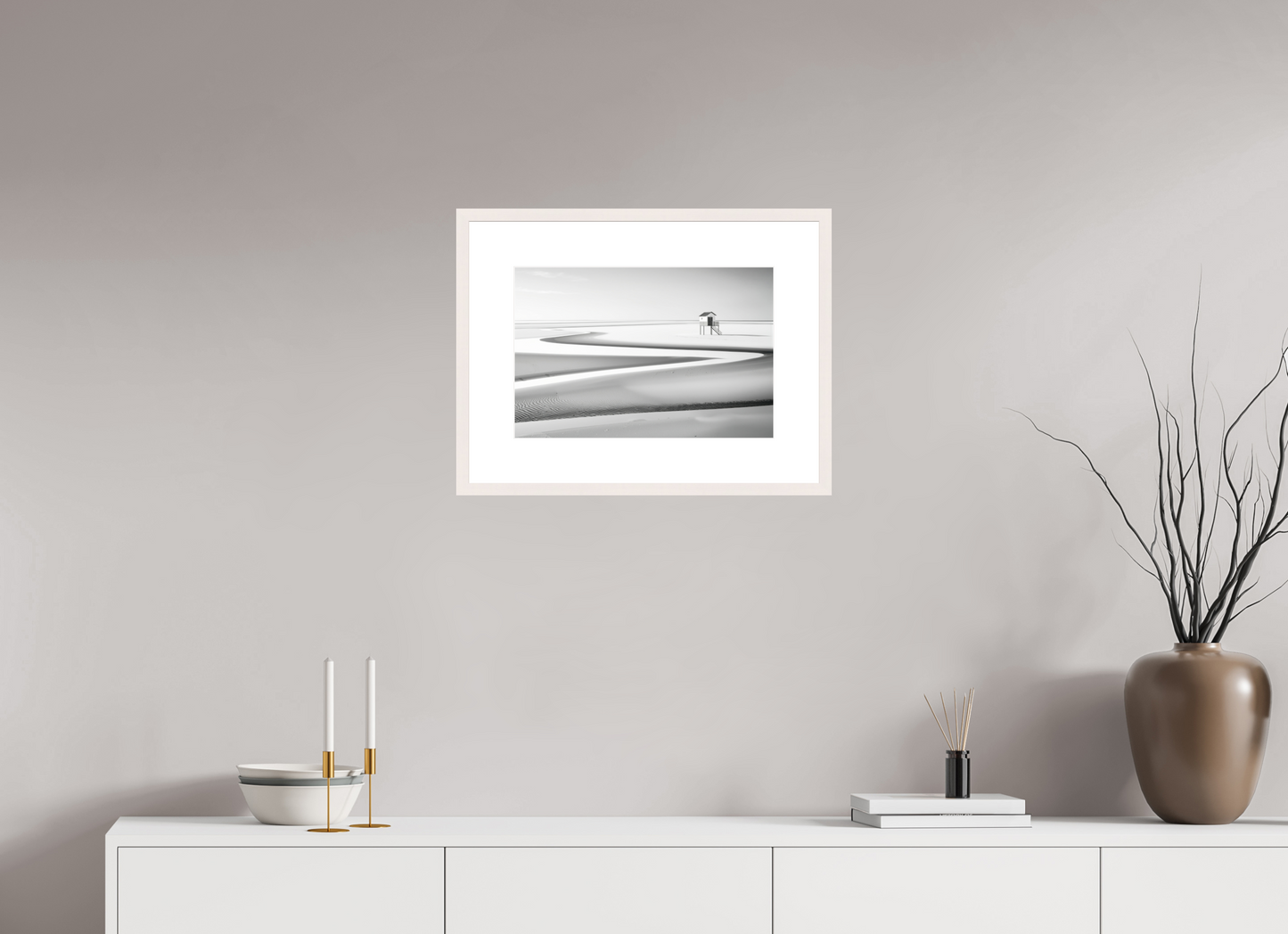 45 x 30 cm, Fine Art Print gerahmt Pfahlhaus im Wattenmeer-01