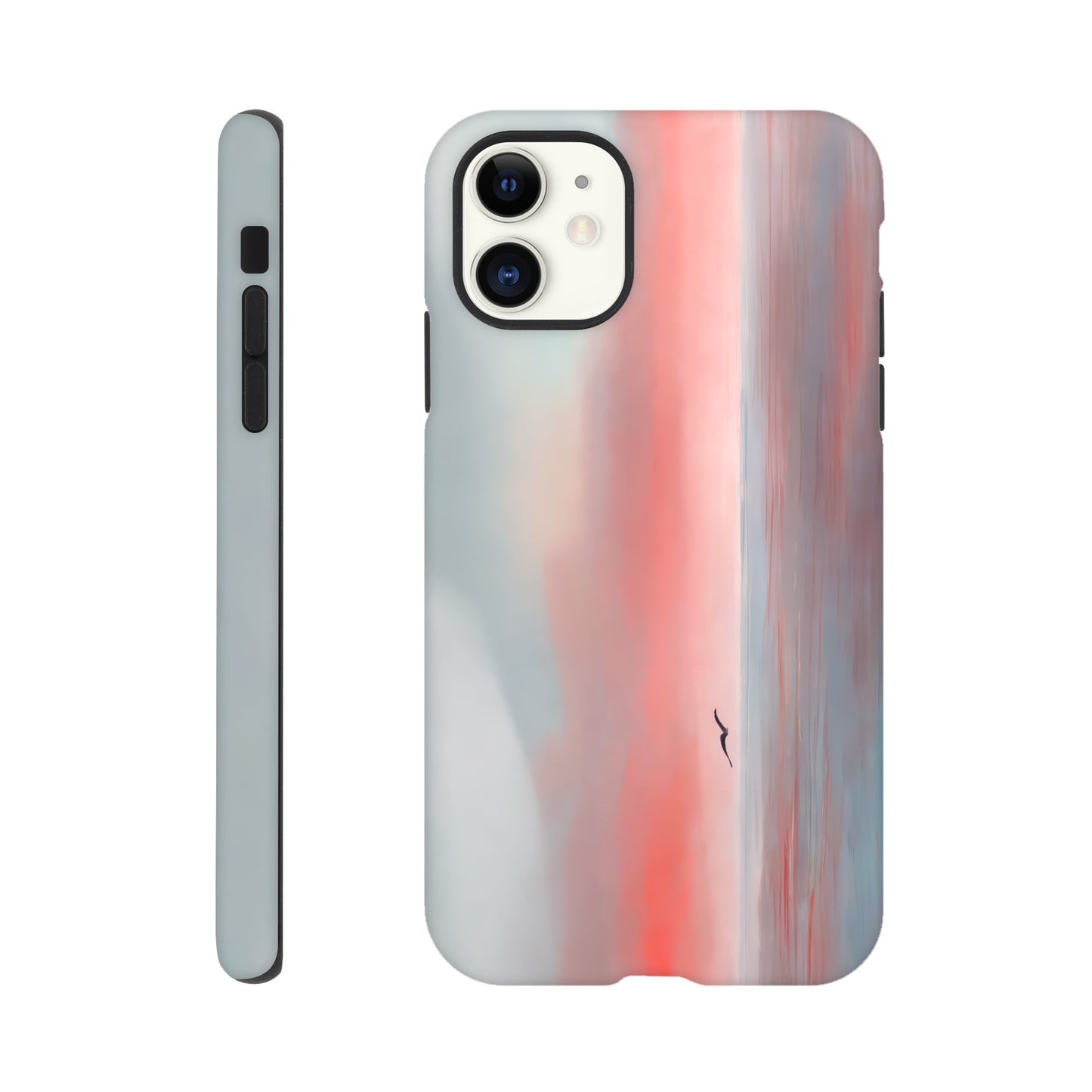 Handyhülle, Phone-Case für IPhone-Modelle, Motiv an Strand und Meer, Wattenmeer, Ozean, rot, minimalistisch künstlerisch