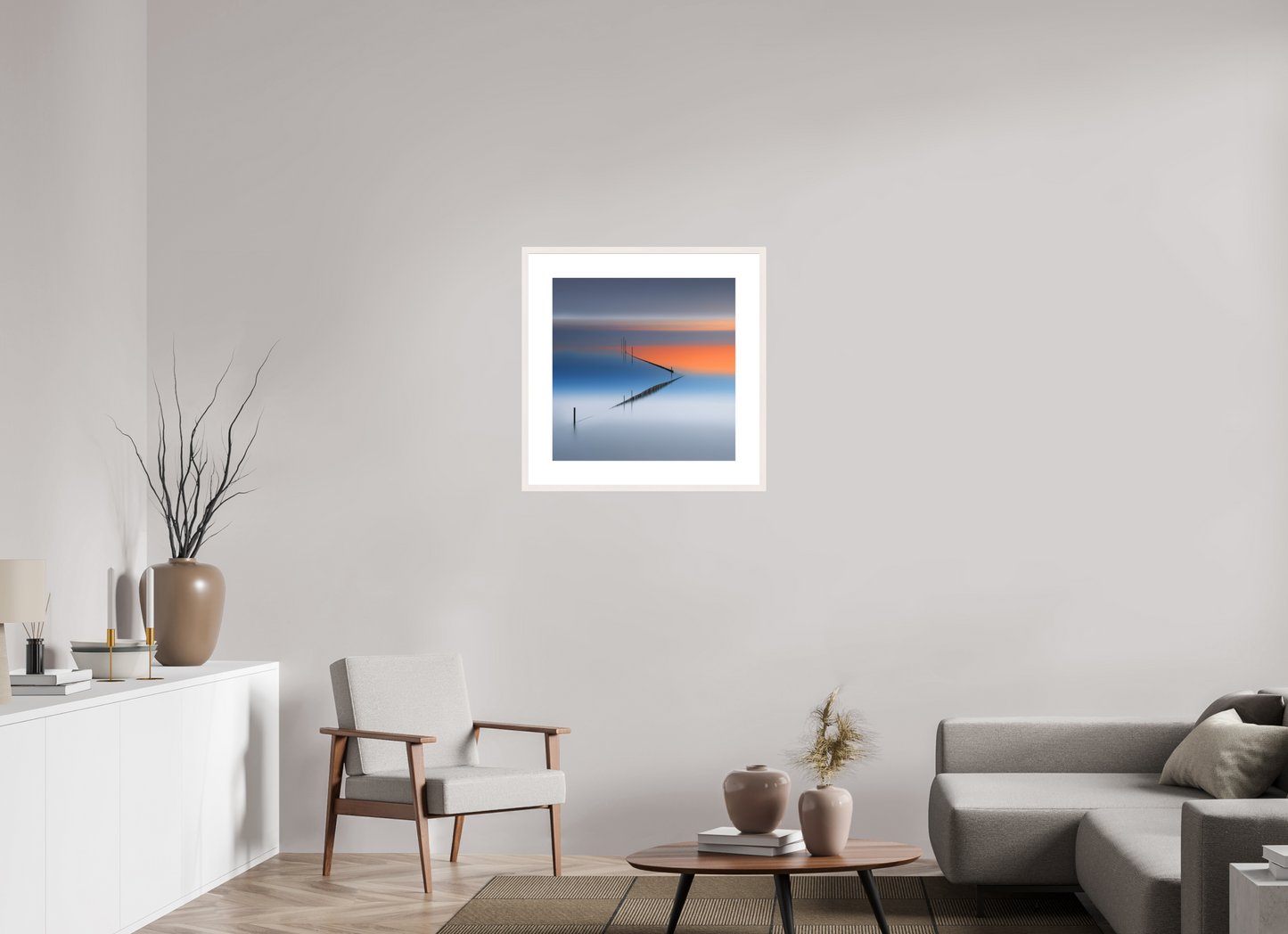 60 x 60 cm, Fine Art Print gerahmt Stille Linien