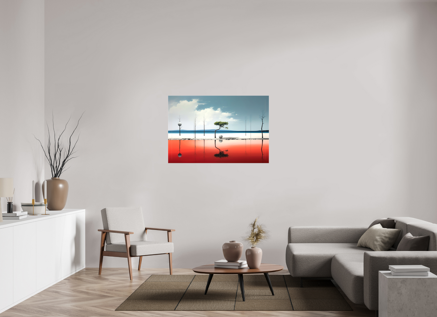 120 x 80 cm, Leinwand glänzend Balance am Rand des Wassers