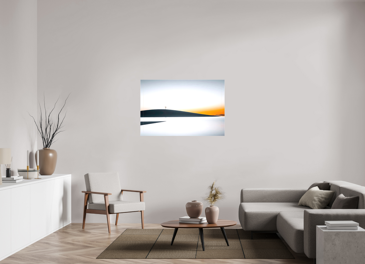 120 x 80 cm, Leinwand glänzend Einsamer Baum im Abendlicht—Wandkunst, Fine Art Print, Leinwand, Acryldruck, Alu-Dibond