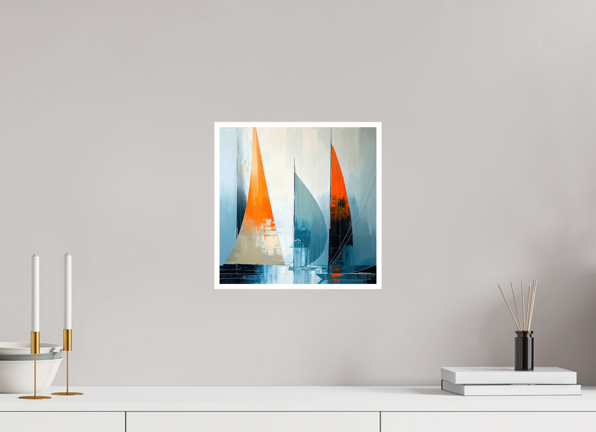 30 x 30 cm, Fine Art Print Hahnemühle Baryta Segelboot-Kunst - Abstraktion in Bewegung
