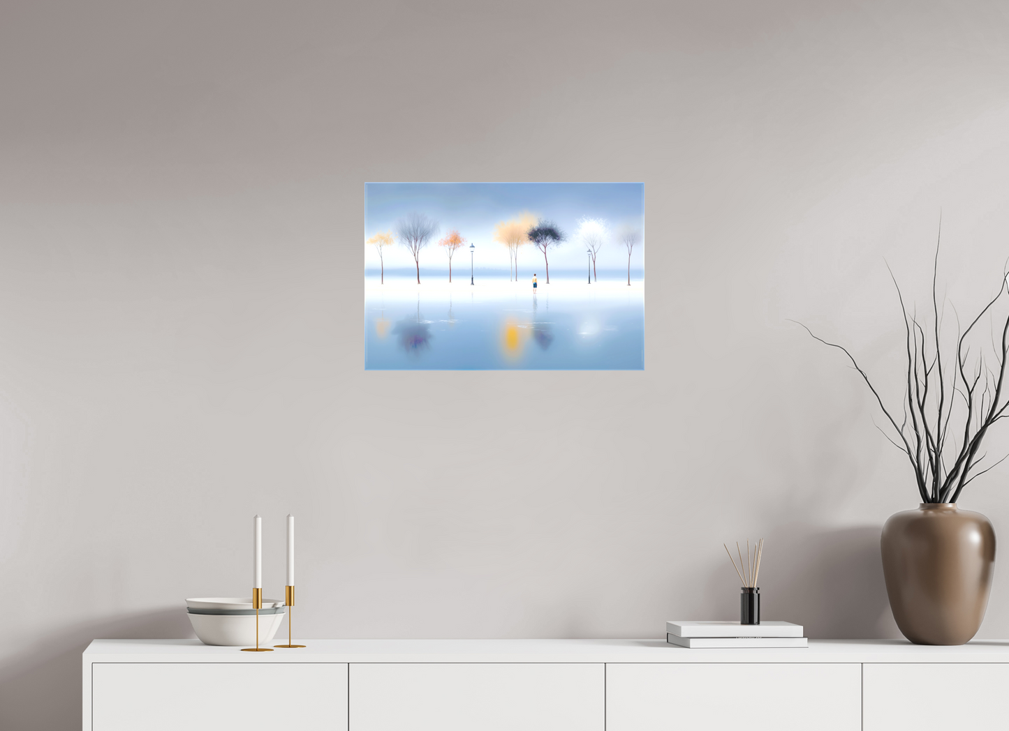60 x 40 cm, Leinwand glänzend Stilles Ufer, ferne Gedanken