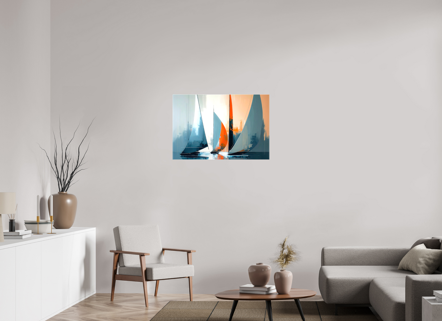 90 x 60 cm, Leinwand glänzend Segelboote abstrakt-14-32