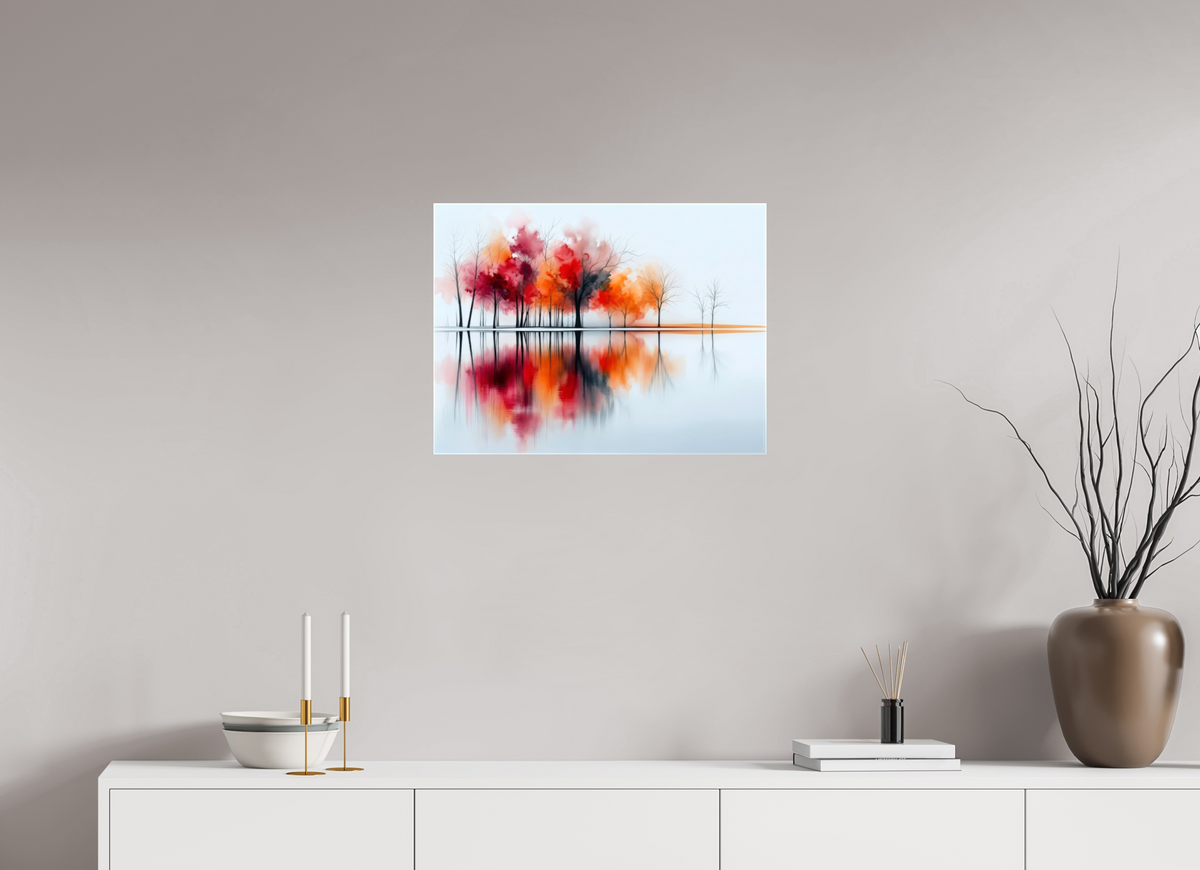 60 x 45 cm, Leinwand glänzend Uferträume – Sinfonie in Zinnober