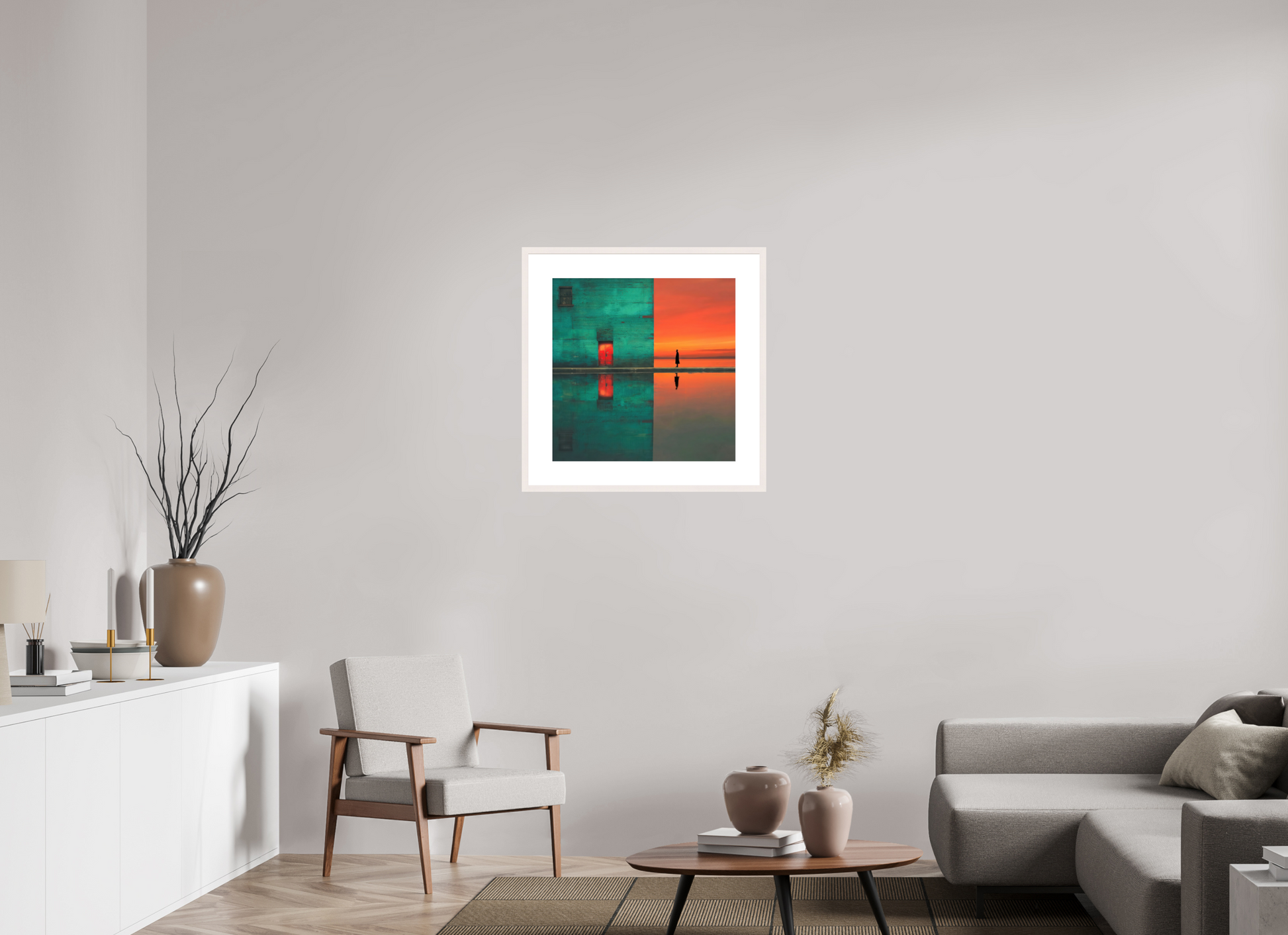 60 x 60 cm, Fine Art Print gerahmt Schwelle zum Meer—Wandkunst, Fine Art Print, Leinwand, Acryldruck, Alu-Dibond
