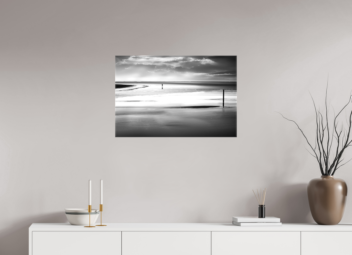 75 x 50 cm, Leinwand glänzend Mann im Wattenmeer-01