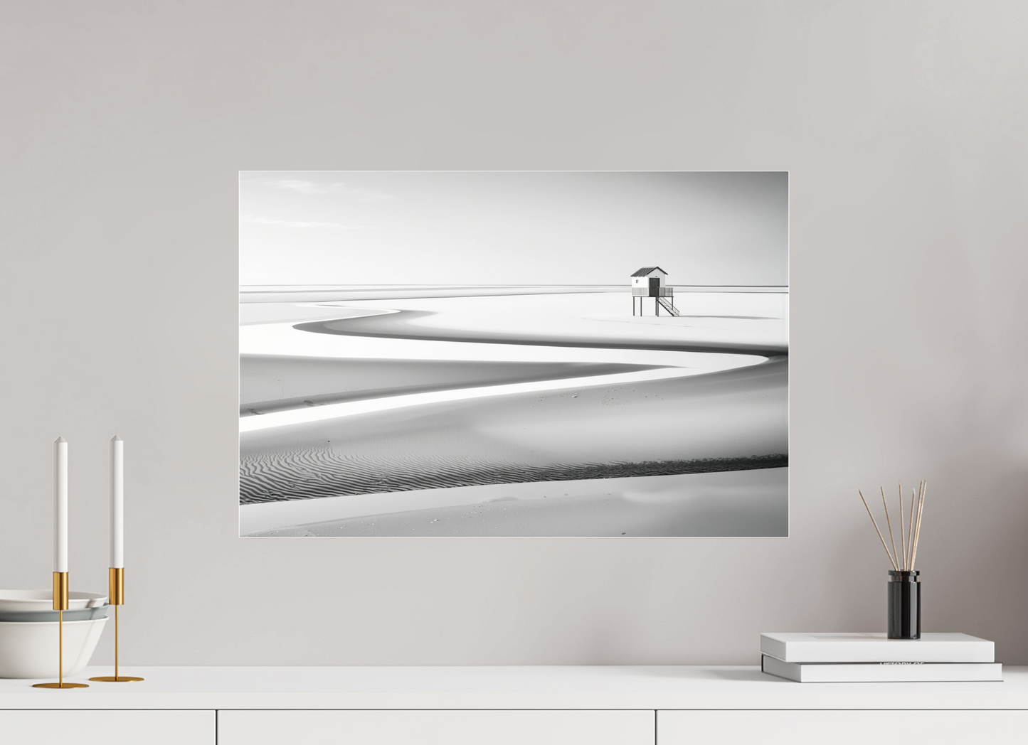60 x 40 cm, Acrylglas glänzend standard Pfahlhaus im Wattenmeer-01