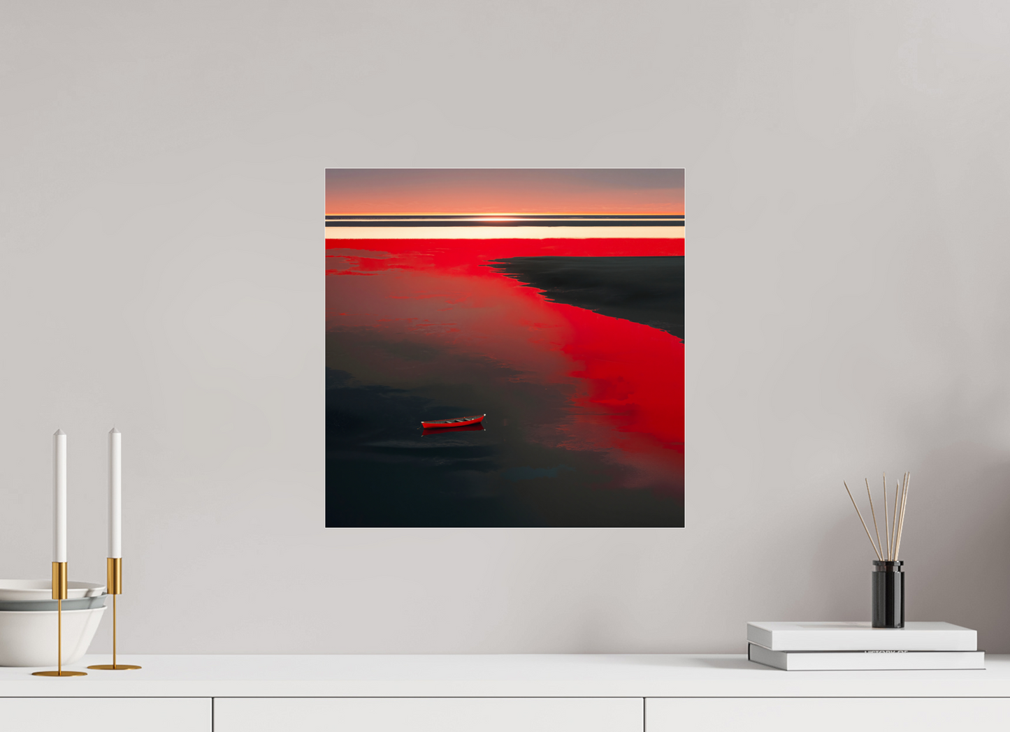 40 x 40 cm, Acrylglas glänzend standard Allein im Rot