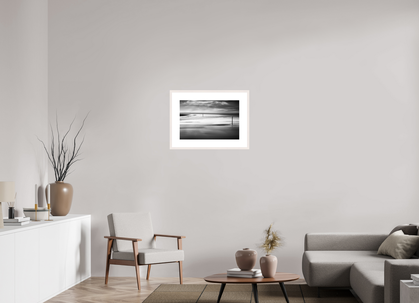 60 x 40 cm, Fine Art Print gerahmt Mann im Wattenmeer-01