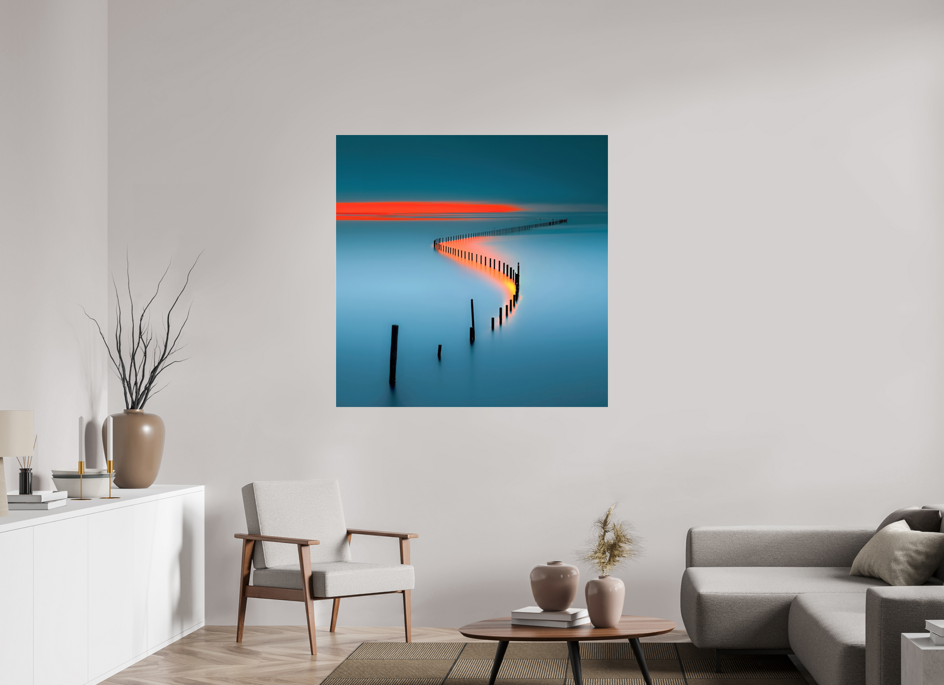 120 x 120 cm, Acrylglas glänzend standard Lichtweg im Watt