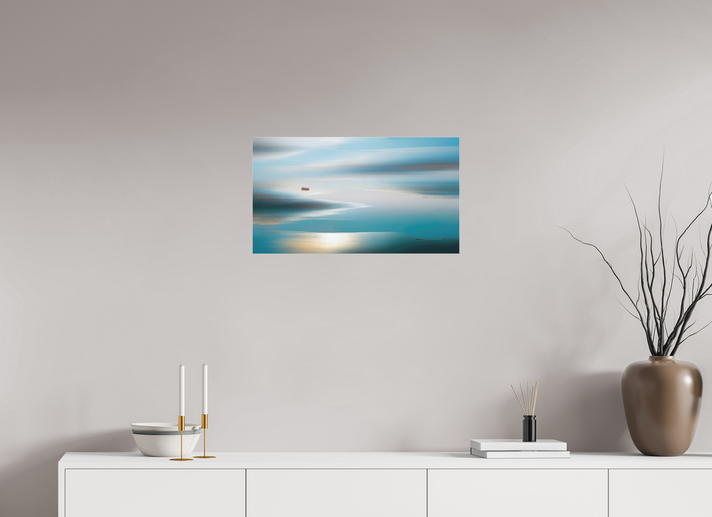 64 x 36 cm, Fine Art Pigmentdruck hinter Acrylglas Boot im Wattenmeer-06