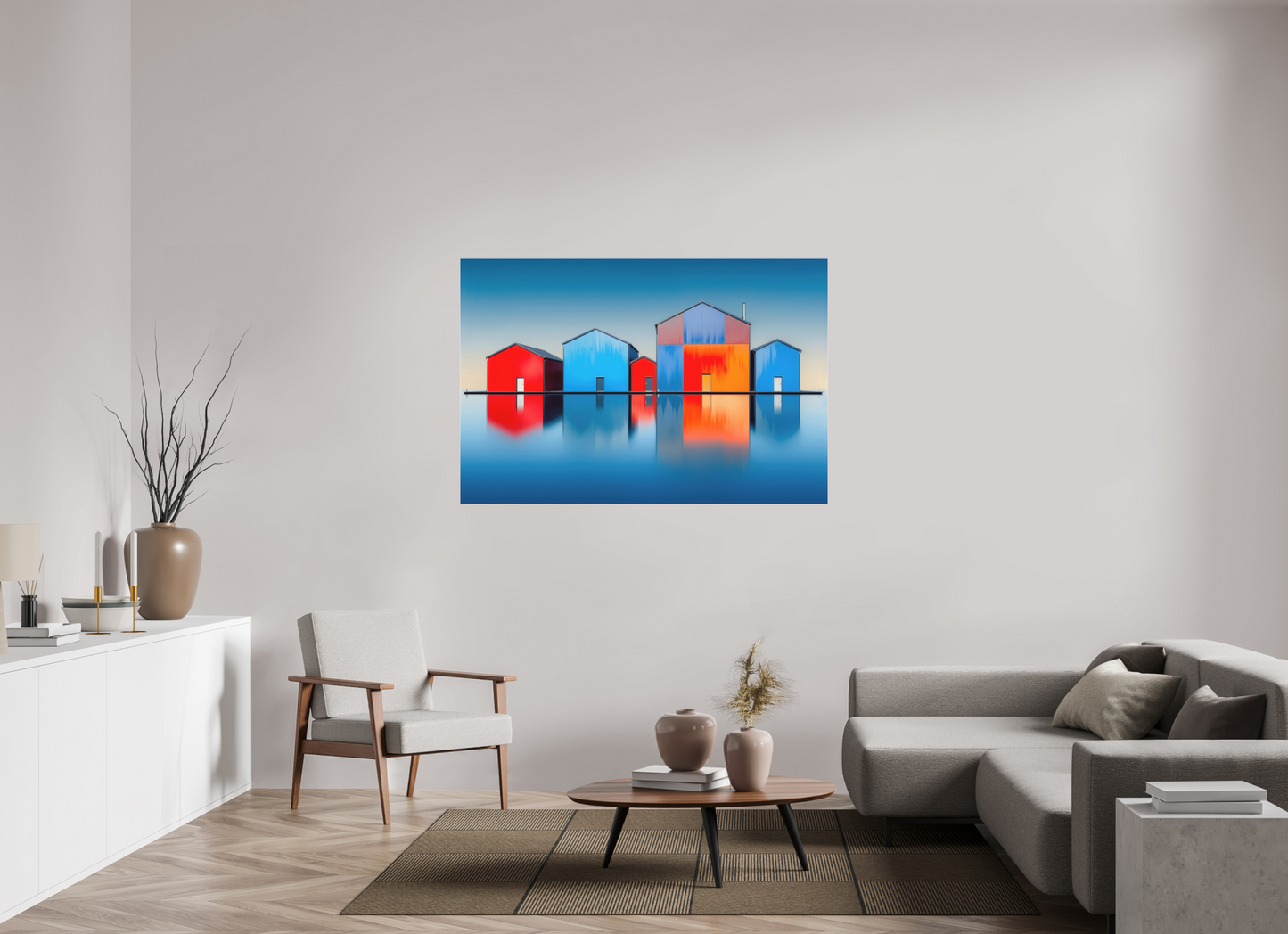 150 x 100 cm, Fine Art Pigmentdruck hinter Acrylglas Farbklang am Wasser