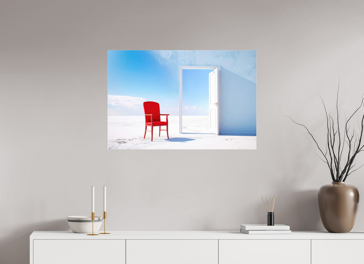 90 x 60 cm, Acrylglas glänzend standard Blick durch die Tür surreal-02—Wandkunst, Fine Art Print, Leinwand, Acryldruck, Alu-Dibond