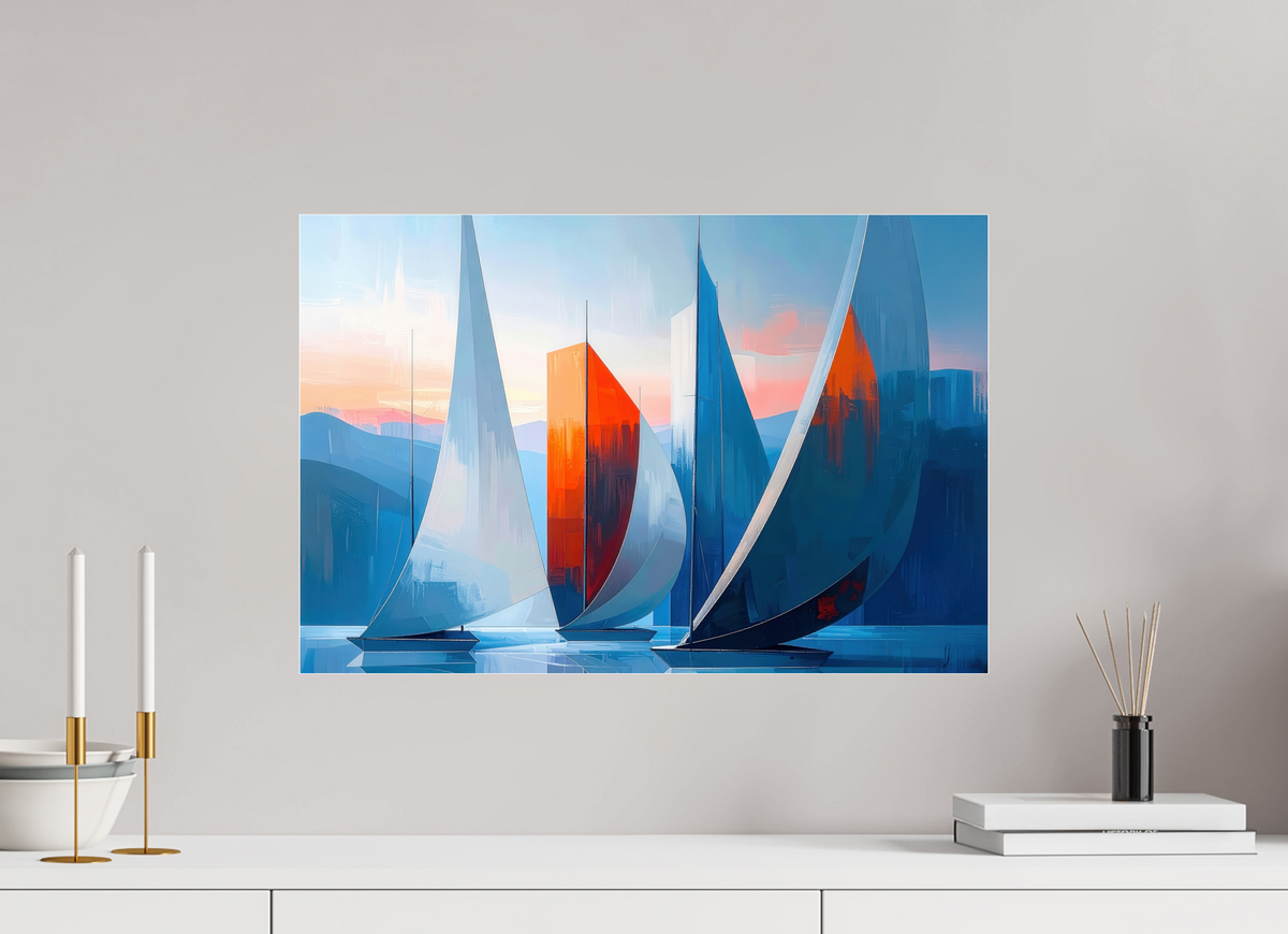 60 x 40 cm, Acrylglas glänzend standard Segelboote abstrakt-15-32—Wandkunst, Fine Art Print, Leinwand, Acryldruck, Alu-Dibond