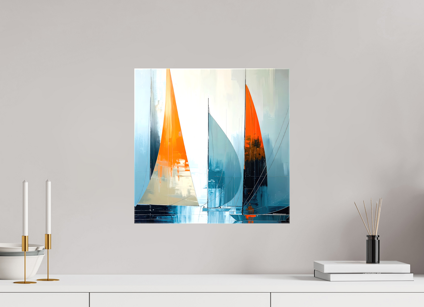40 x 40 cm, Leinwand glänzend Segelboot-Kunst - Abstraktion in Bewegung