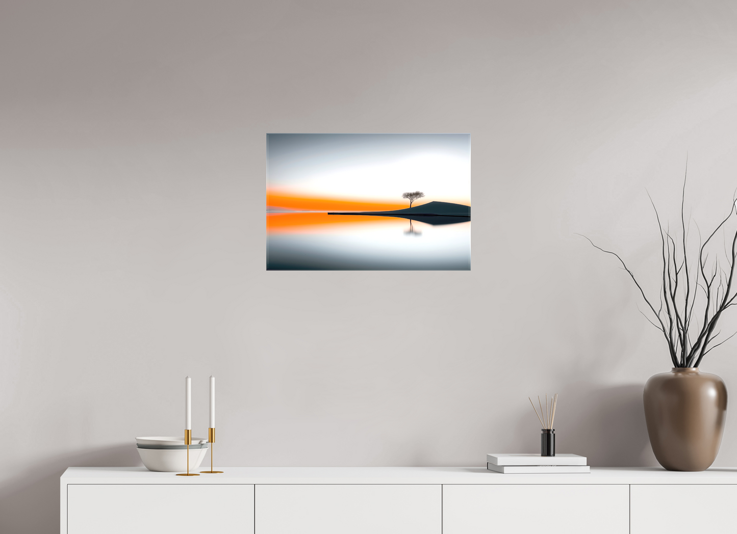 60 x 40 cm, Leinwand glänzend Uferlinie im Morgenlicht