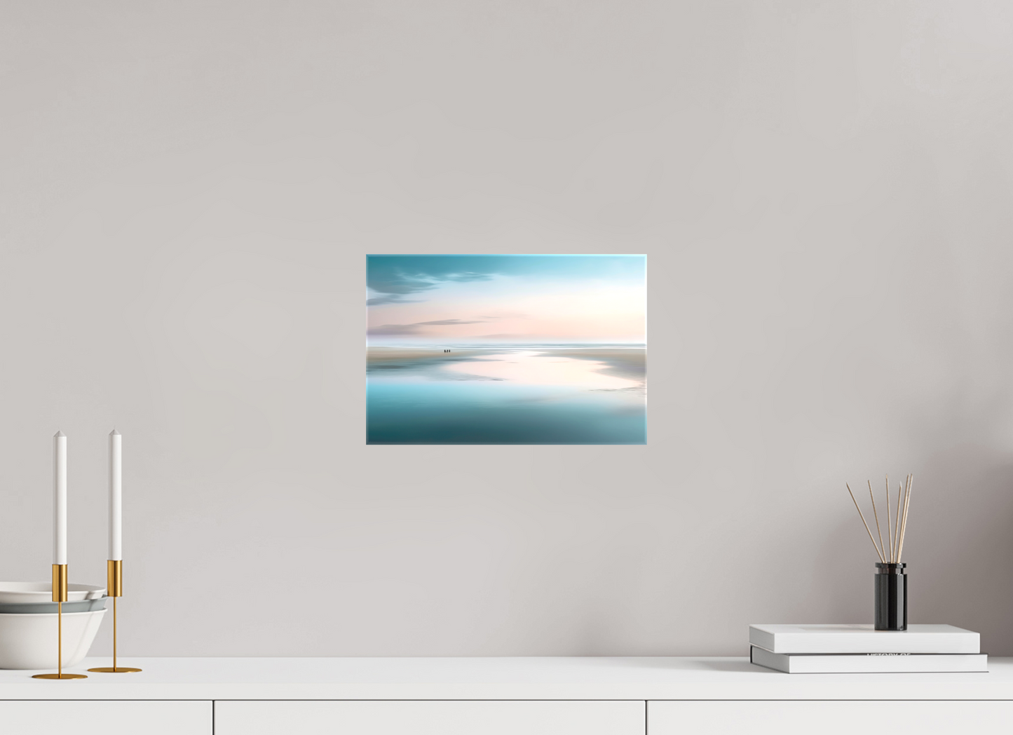 30 x 20 cm, Leinwand glänzend Menschen im Wattenmeer-01—Wandkunst, Fine Art Print, Leinwand, Acryldruck, Alu-Dibond