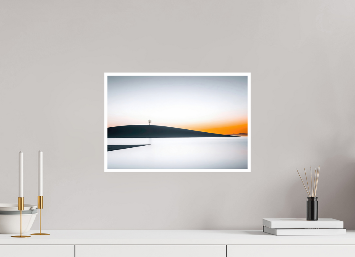 45 x 30 cm, Fine Art Print Hahnemühle Baryta Einsamer Baum im Abendlicht—Wandkunst, Fine Art Print, Leinwand, Acryldruck, Alu-Dibond
