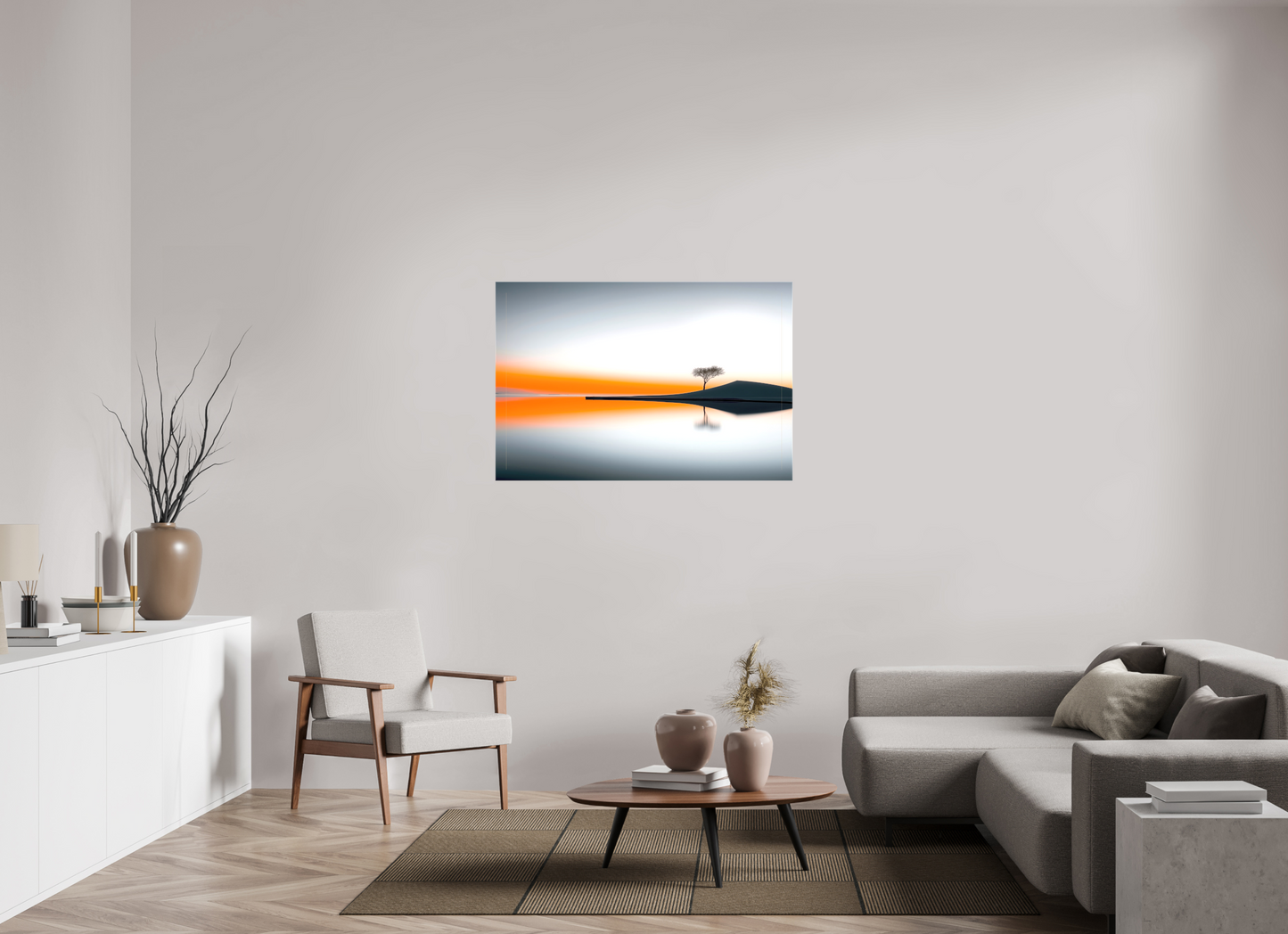 120 x 80 cm, Leinwand glänzend Uferlinie im Morgenlicht