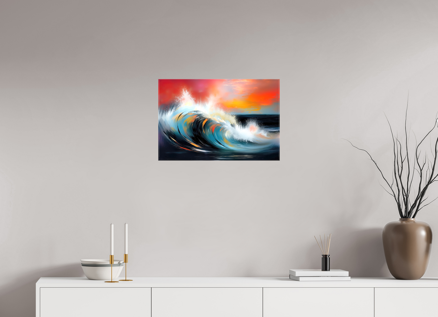 60 x 40 cm, Leinwand glänzend Glühende Brandung