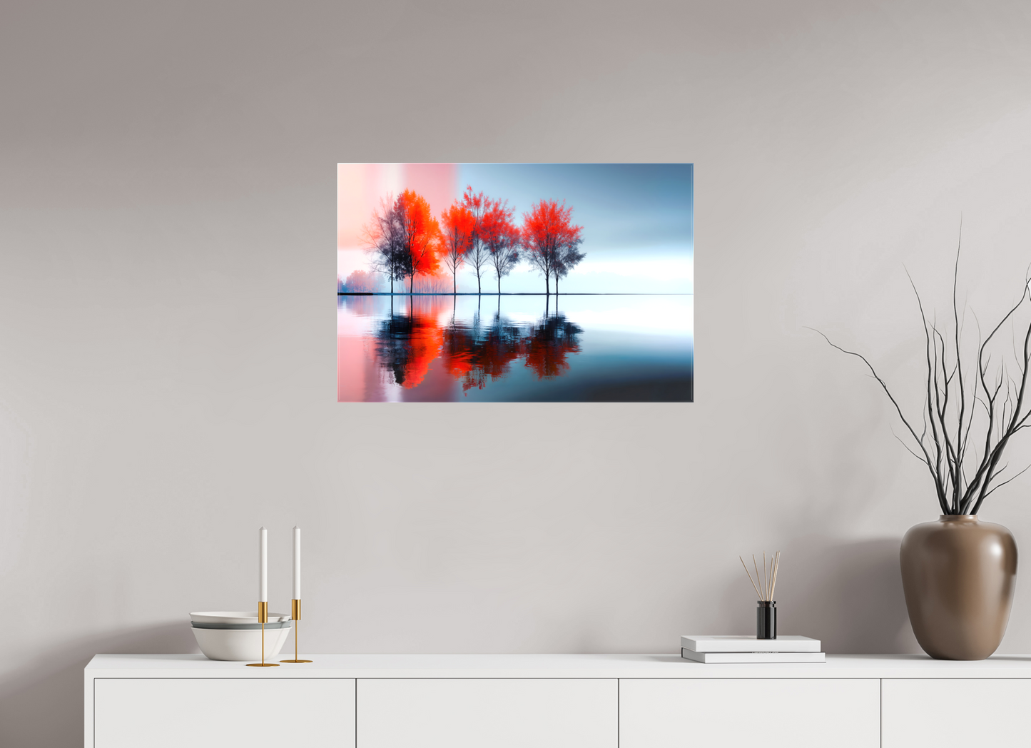 75 x 50 cm, Leinwand glänzend Stille in Rot