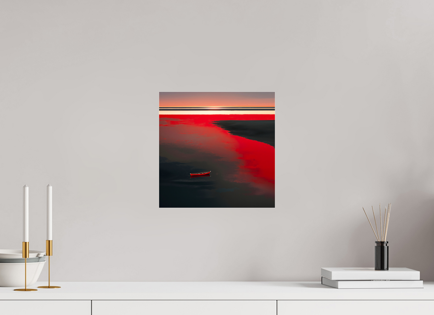 30 x 30 cm, Acrylglas glänzend standard Allein im Rot