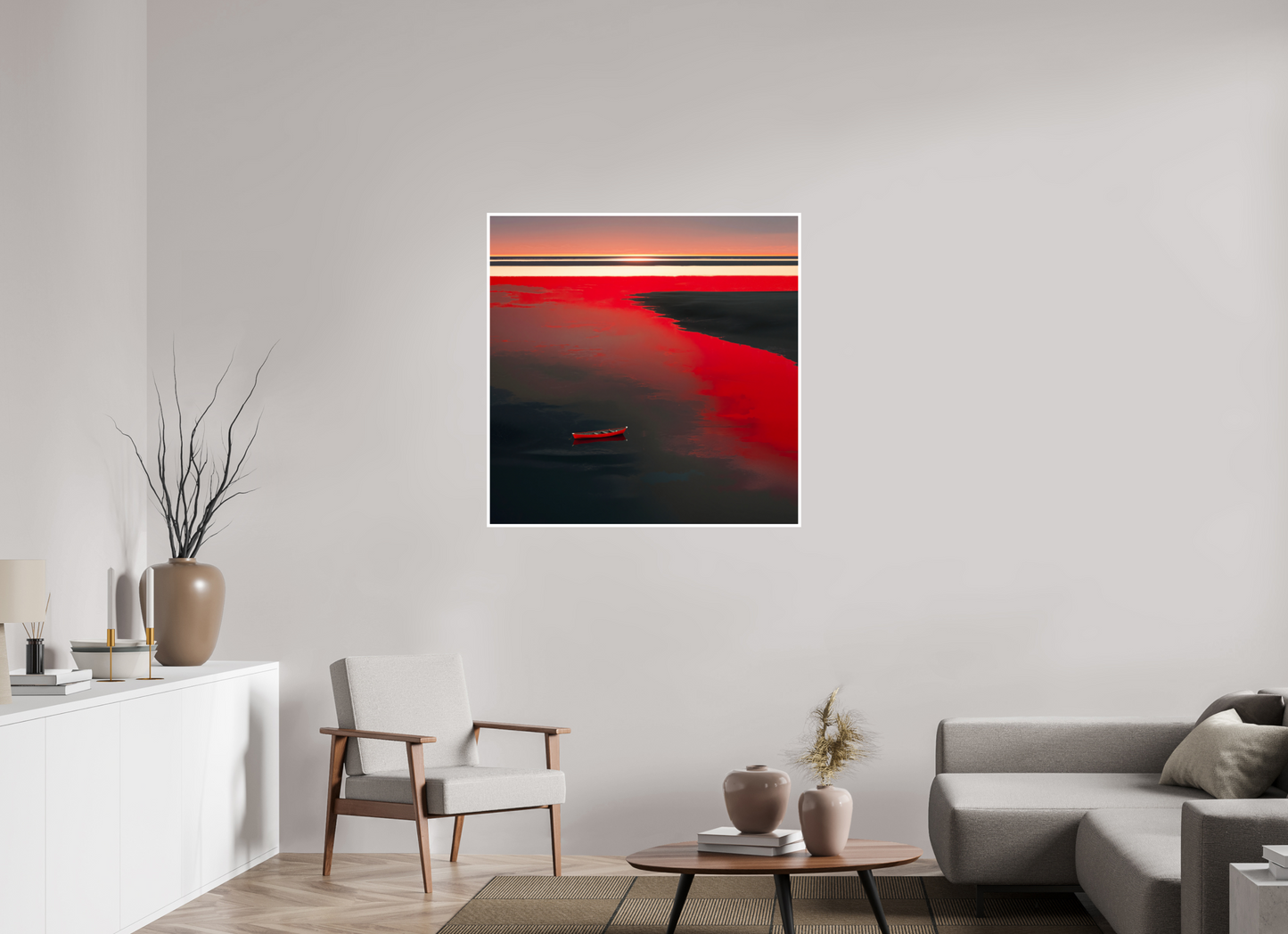 100 x 100 cm, Fine Art Print Hahnemühle Baryta Allein im Rot