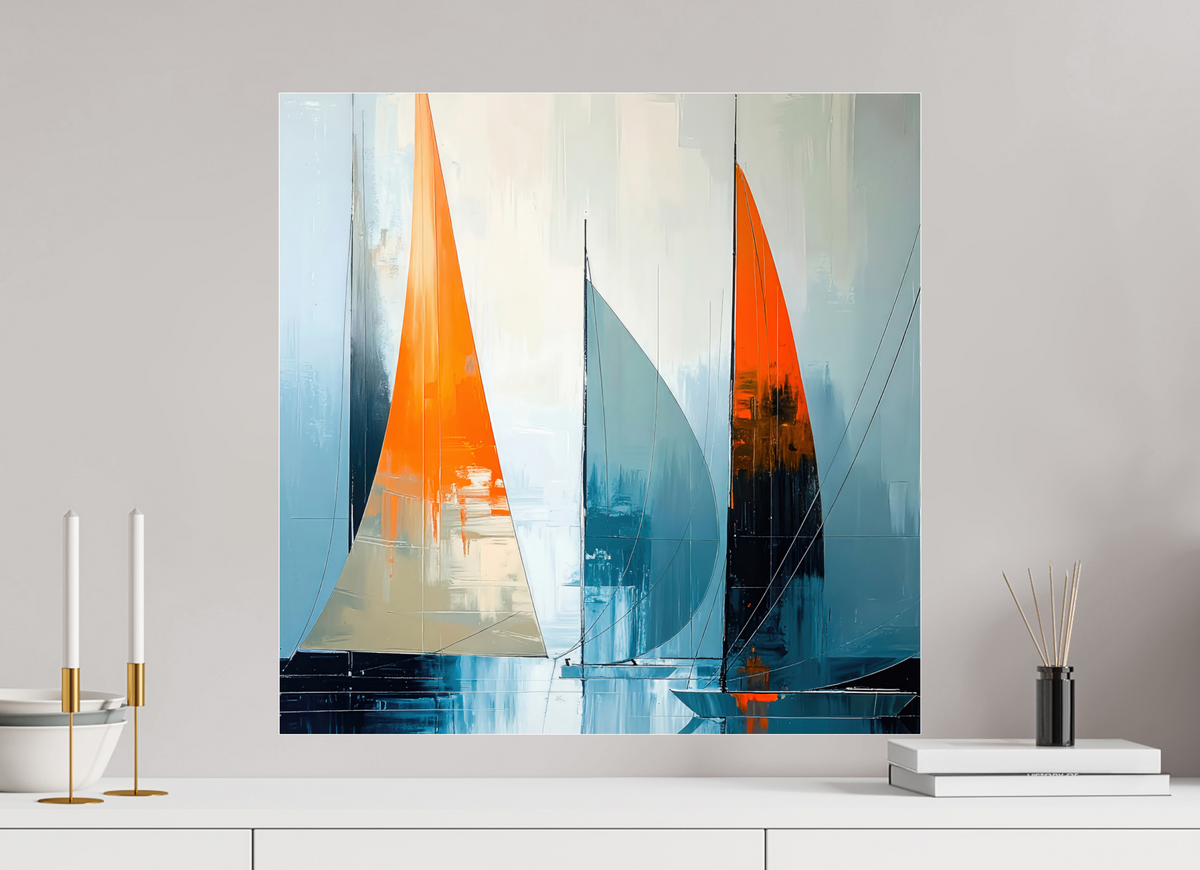 60 x 60 cm, Acrylglas glänzend standard Segelboot-Kunst - Abstraktion in Bewegung—Wandkunst, Fine Art Print, Leinwand, Acryldruck, Alu-Dibond