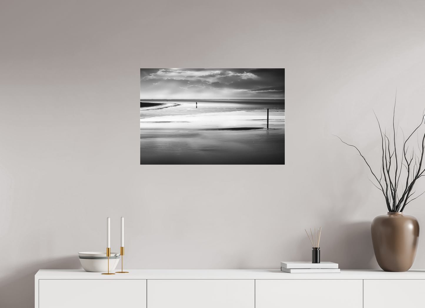 75 x 50 cm, Fine Art Pigmentdruck hinter Acrylglas Mann im Wattenmeer-01