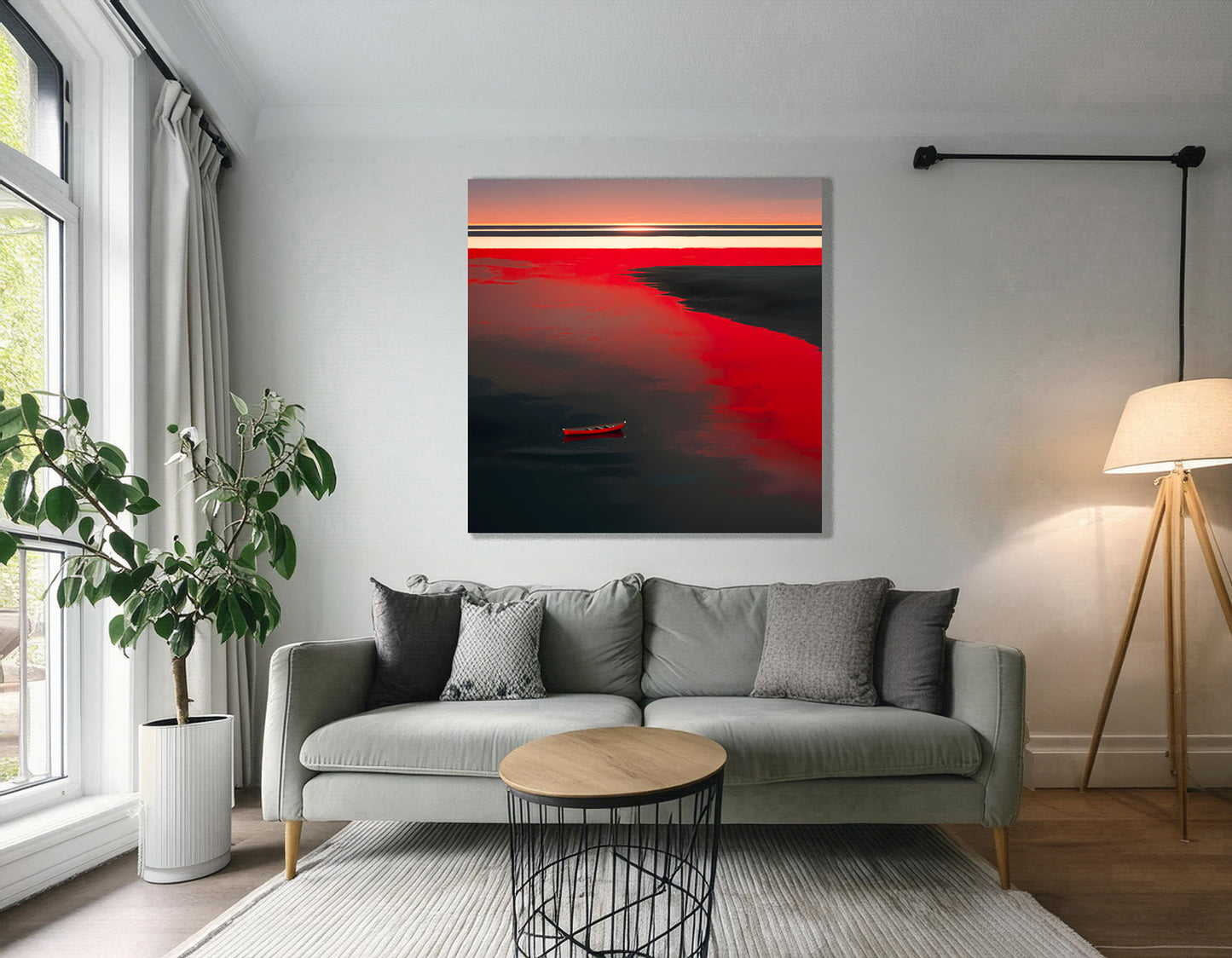 Allein im Rot—Wandkunst, Fine Art Print, Leinwand, Acryldruck, Alu-Dibond