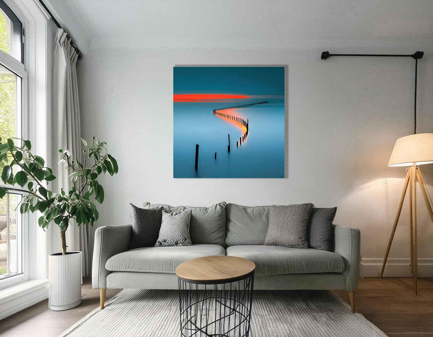 Lichtweg im Watt—Wandkunst, Fine Art Print, Leinwand, Acryldruck, Alu-Dibond