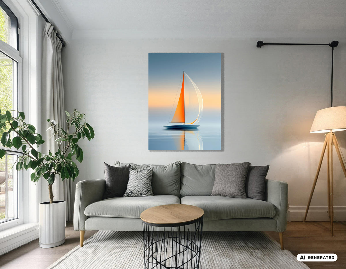 Una vela, un horizonte—arte de pared, impresión de bellas artes, lienzo, impresión en acrílico