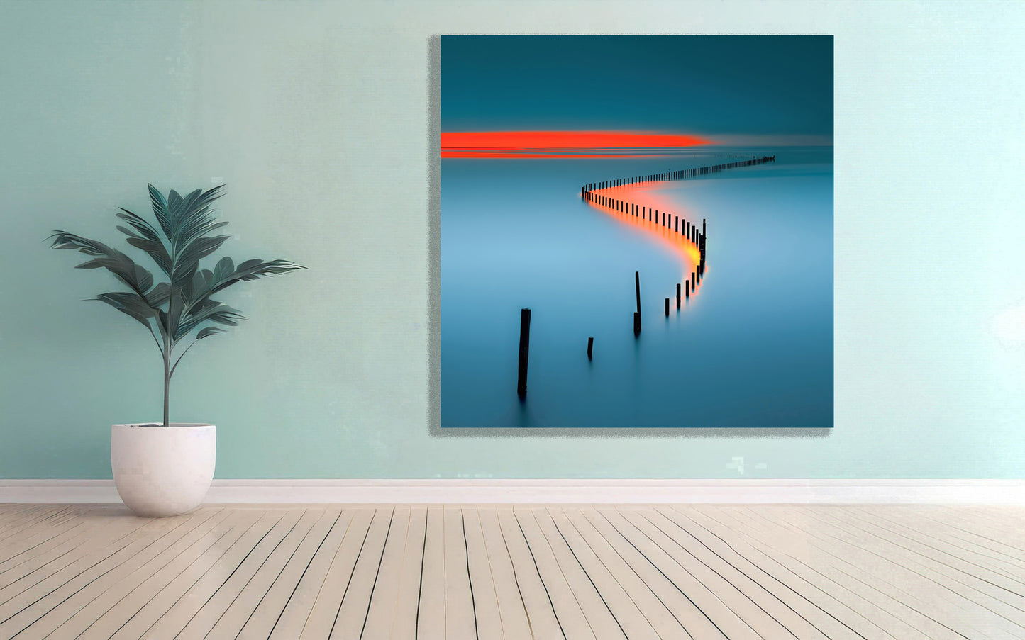Lichtweg im Watt—Wandkunst, Fine Art Print, Leinwand, Acryldruck, Alu-Dibond